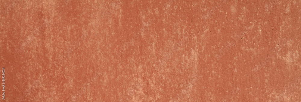 Metallic wall background, texture. Orange or red smooth but unevenly painted surface. The wall and fence sketches. Bright but dark, dingy and gloomy colors. Quick and careless paint application