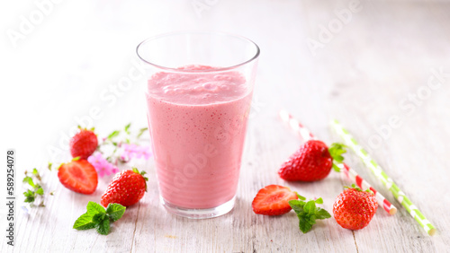 healthy appetizing strawberry smoothie dessert