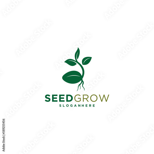 seed grow logo template in white background