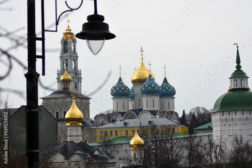 Architecture of Trinity Sergius Lavra, Sergiev Posad, Moscow region, Russia. Popular landmark.	