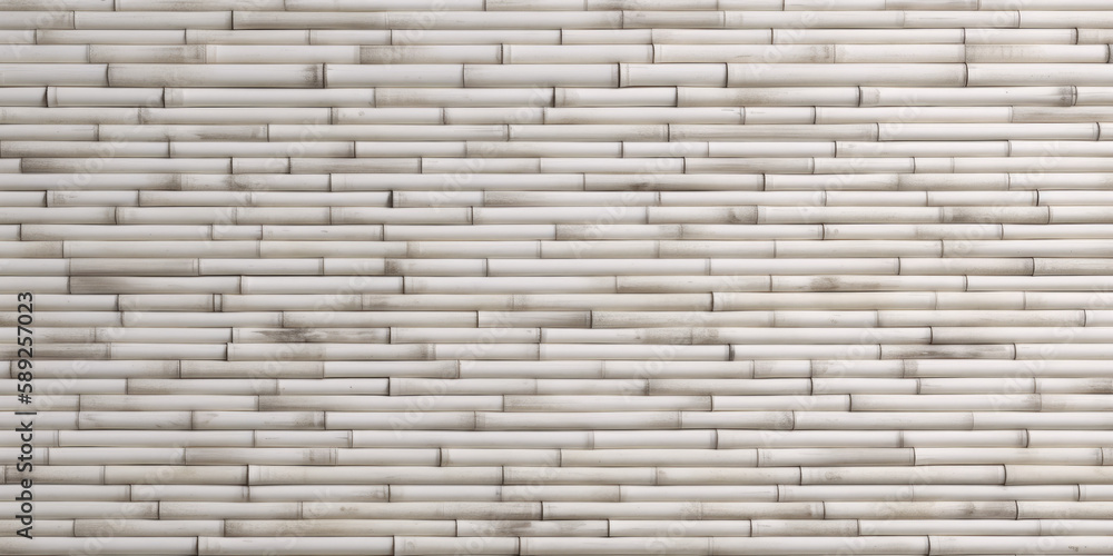 White bamboo fence. Wooden texture. Abstract background. Generative AI White bamboo fence. Wooden texture. Abstract background. Generative AI