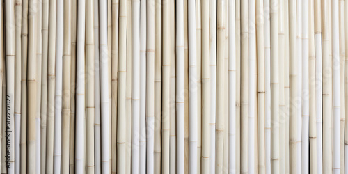 White bamboo fence. Wooden texture. Abstract background. Generative AI