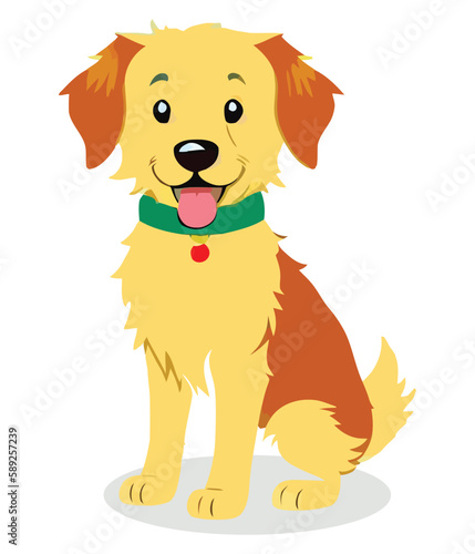 Vector Illustration of a Cute Labrador Retriever Against a White Background" - A delightful image of a playful and charming labrador retriever, captured in vector art. Great for pet-related projects a