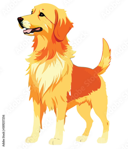 Vector Illustration of a Cute Labrador Retriever Against a White Background" - A delightful image of a playful and charming labrador retriever, captured in vector art. Great for pet-related projects a