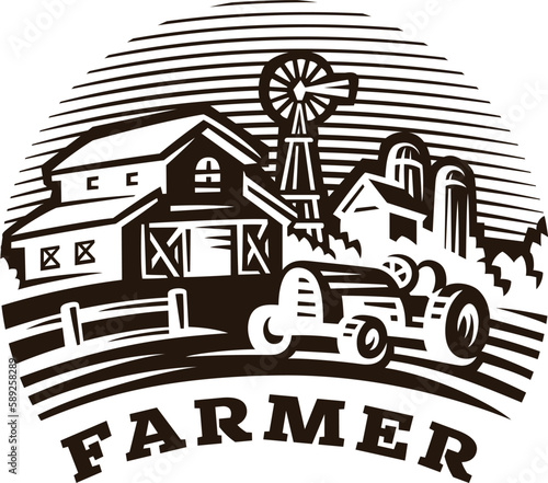 Farmer logo  Farmer vector   farm   gardening  grocery  harvest