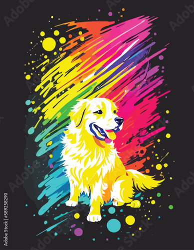 Vector Illustration of a Cute Labrador Retriever Against a White Background" - A delightful image of a playful and charming labrador retriever, captured in vector art. Great for pet-related projects a