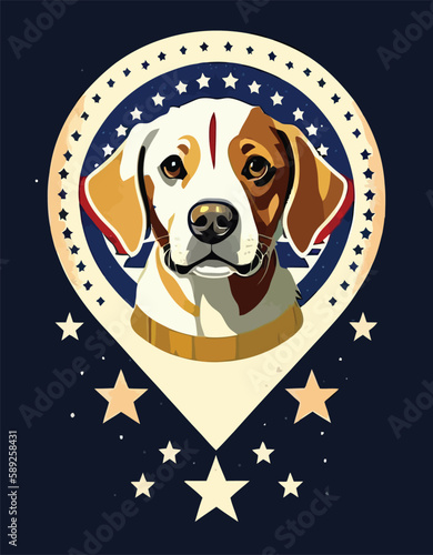 Vector Illustration of a Cute Labrador Retriever Against a White Background" - A delightful image of a playful and charming labrador retriever, captured in vector art. Great for pet-related projects a