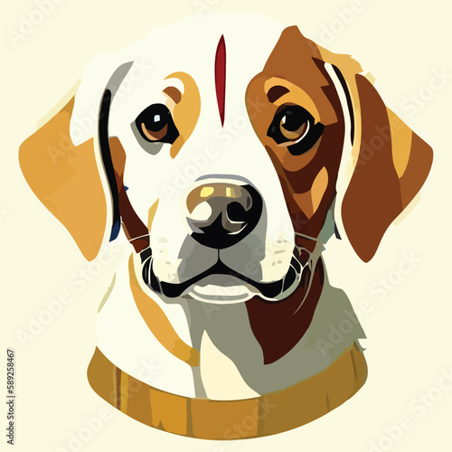 Vector Illustration of a Cute Labrador Retriever Against a White Background" - A delightful image of a playful and charming labrador retriever, captured in vector art. Great for pet-related projects a