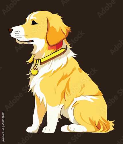 Vector Illustration of a Cute Labrador Retriever Against a White Background" - A delightful image of a playful and charming labrador retriever, captured in vector art. Great for pet-related projects a