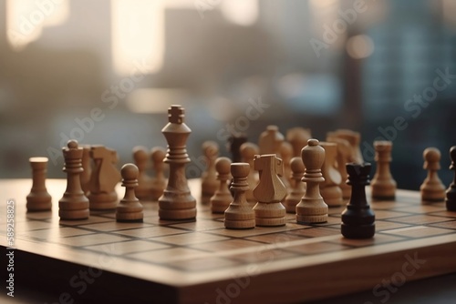 Successful Business Concept. Professional Chess Game on Chessboard