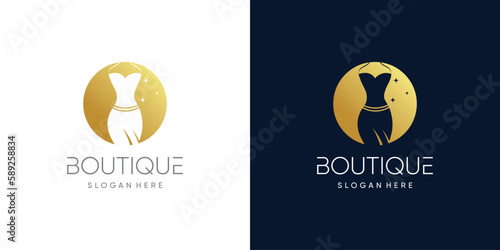 Dress logo design idea with modern style