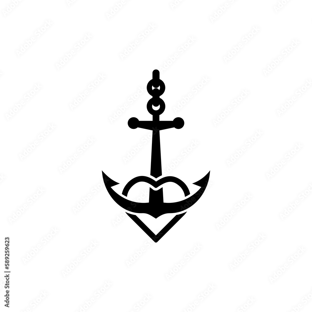 Anchor heart icon isolated on transparent background Anchor heart icon isolated on transparent background