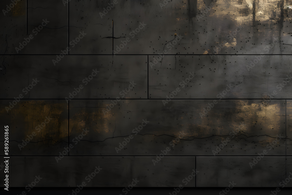 Fototapeta premium Dark Wall with Gold Texture, made with generative AI and post-processed