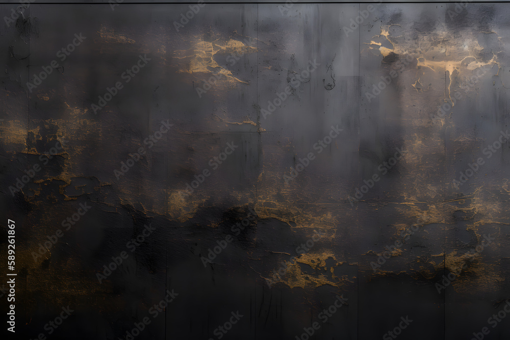 Dark Wall with Gold Texture, made with generative AI and post-processed