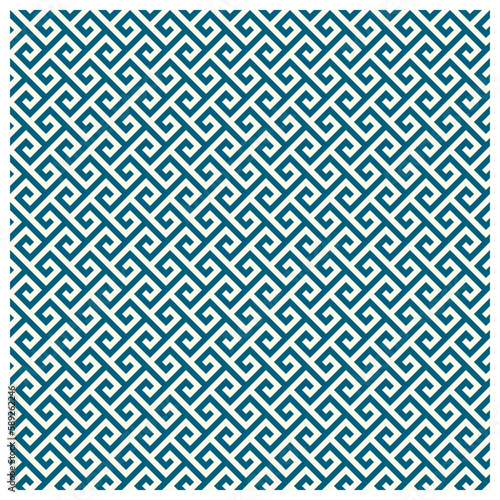 Meander seamless (menderes) is a decorative pattern constructed from a continuous line. The Meandros design in ancient Greek art. Geometric texture vector illustration.