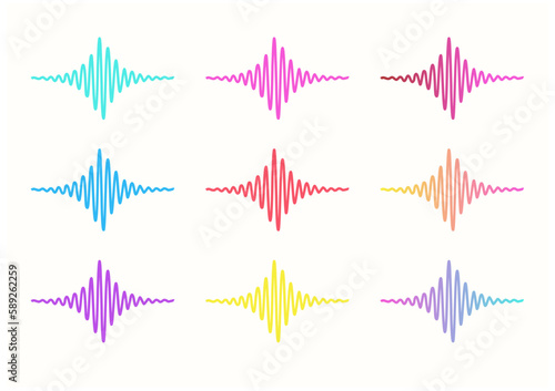 Simple soundwave icons in different colors