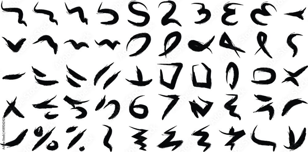 Hand Drawn Organic Shapes Dry Brush Stroke Black Set 50 Hand Drawn Organic Shapes Dry Brush Stroke Black Set 50
