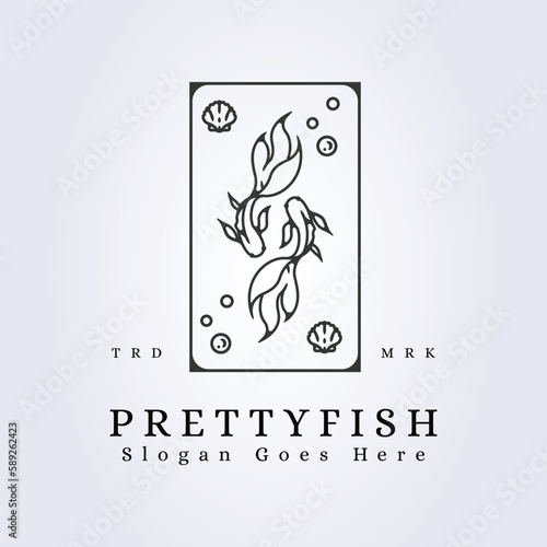 pretty couple ocean fish logo vector line art illustration design