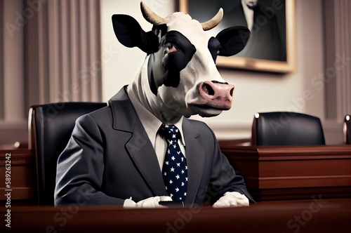 Dairy Cow Political Party Member Addressing The Public Generative AI photo