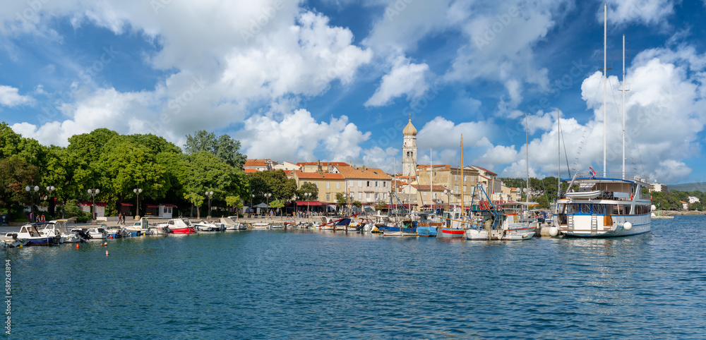 Obraz premium Landscape with Krk town in Krk island, Croatia