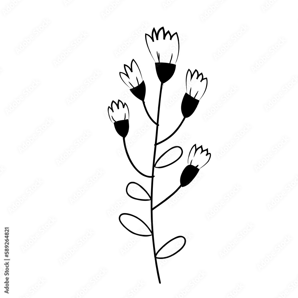 botanical leaf doodle wildflower line art botanical leaf doodle wildflower line art