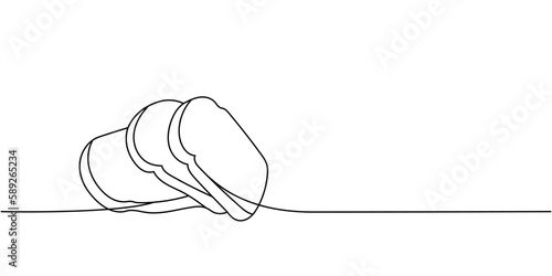 Sliced fresh wheat bread one line continuous drawing. Bakery pastry products continuous one line illustration. Vector minimalist linear illustration.