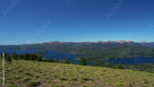 View over lake lago Alumine from Batea Mahuida volcano in the border region between Argentina and Chile. photo