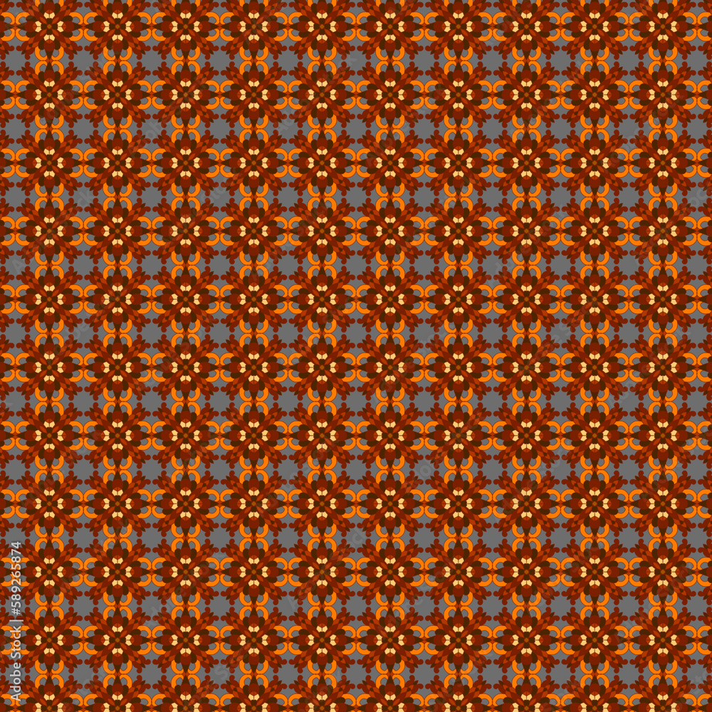 Modern abstract checkered pattern Autumn yellow, orange and brown geometric shapes on a gray background