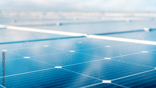 Obraz na płótnie Multiple solar panels on the roof of a manufacturing building w salonie