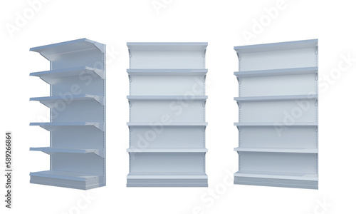 Empty supermarket pose shelves png alpha channels