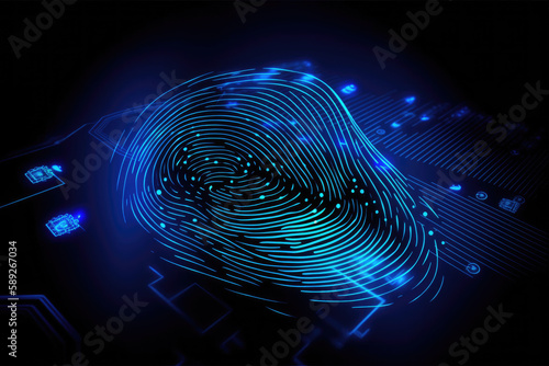 Biometric fingerprint, Generative AI © Schizarty