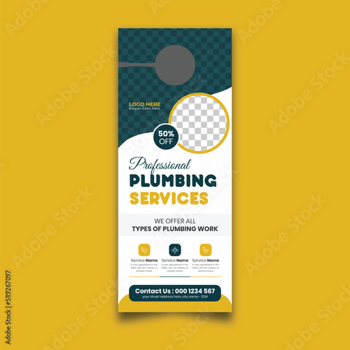 Plumbing door hanger vector template