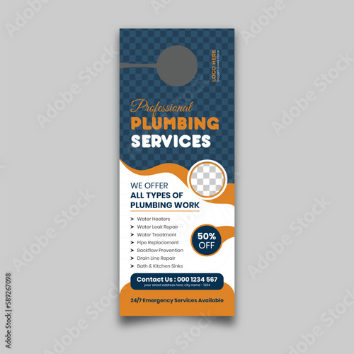 Plumbing door hanger vector template