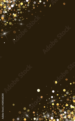 Gold Sequin Paper Vector Luxury Background.