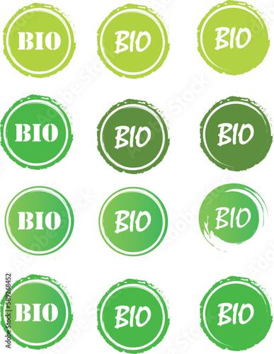 Round bio label,set of green buttons 