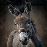 Portrait of a donkey. Generative AI.	
