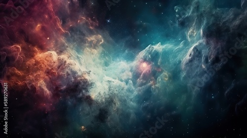 Abstract space background. Galaxy and Nebula. Endless universe with stars and galaxies in outer space. Cosmos art. Generative AI © angelmaxmixam
