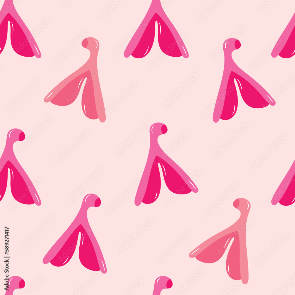 Clitoris seamless pattern, structure of the clitoris, hand drawn drawn pink background Clitoris seamless pattern, structure of the clitoris, hand drawn drawn pink background