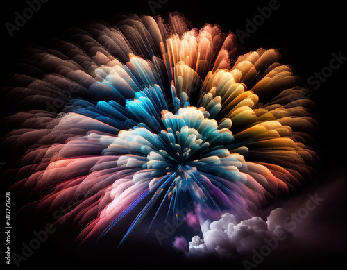 A beautiful fireworks display, 4th of July, Independence Day, America. Generative AI