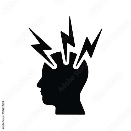 Depression, headache, migraine icon.