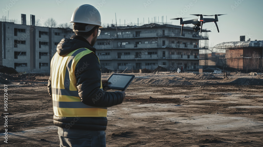 Drones working in construction Drones working in construction