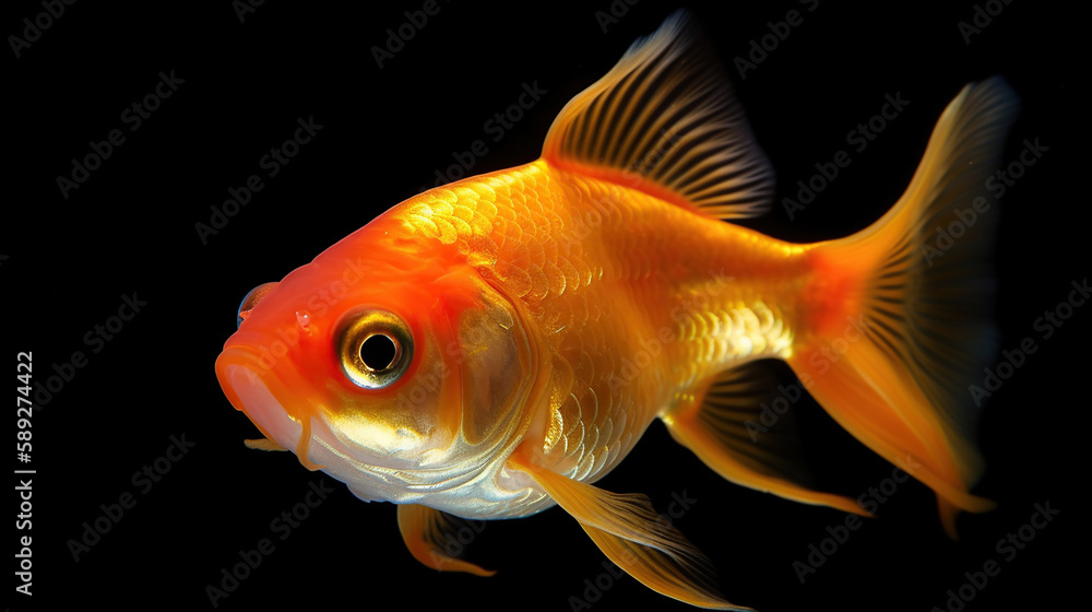 Gold Fish Isolated on Black Background. Generative Ai Gold Fish Isolated on Black Background. Generative Ai