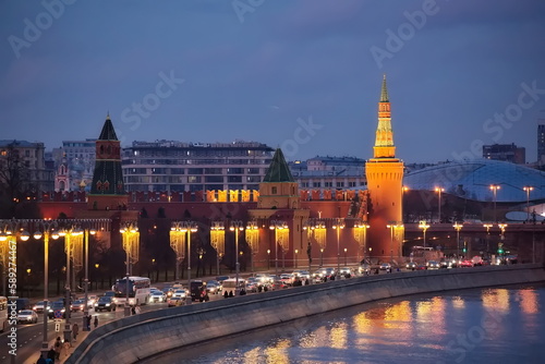Moscow Kremlin in night illumination.
