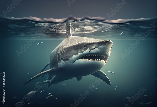 3d rendered illustration of a shark. Generative AI