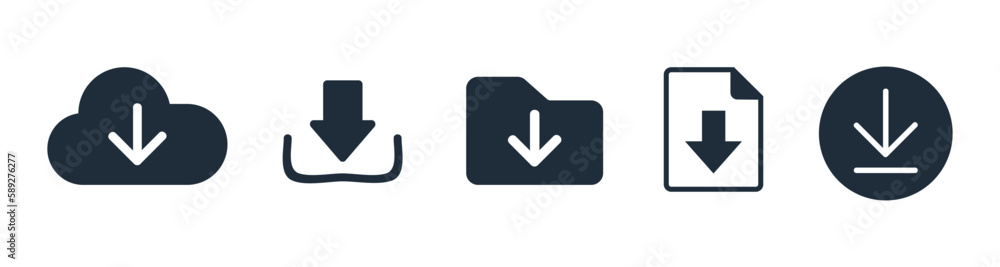 Vector Illustration of Download Icon set Isolated on a White Background Vector Illustration of Download Icon set Isolated on a White Background