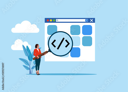 Software development, сode review. Flat vector illustration