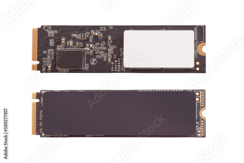 SSD M2 disk front and back view isolated png with transparency