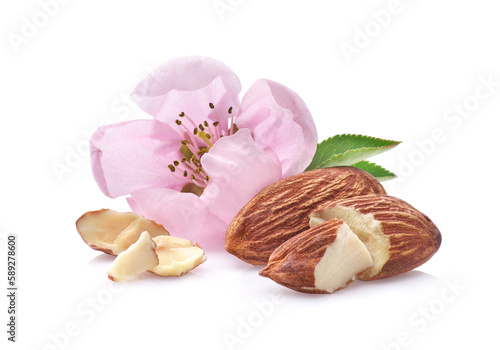 Almonds kernel with pink flower