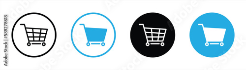 shopping cart icon set. line and flat style icon symbol sign collections, vector illustration