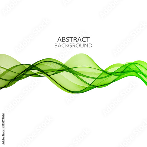 Transparent green wave on white background, design element